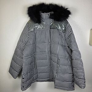 Masseys Houndstooth Design Puffer Coat Winter Hood Women's Size 4X